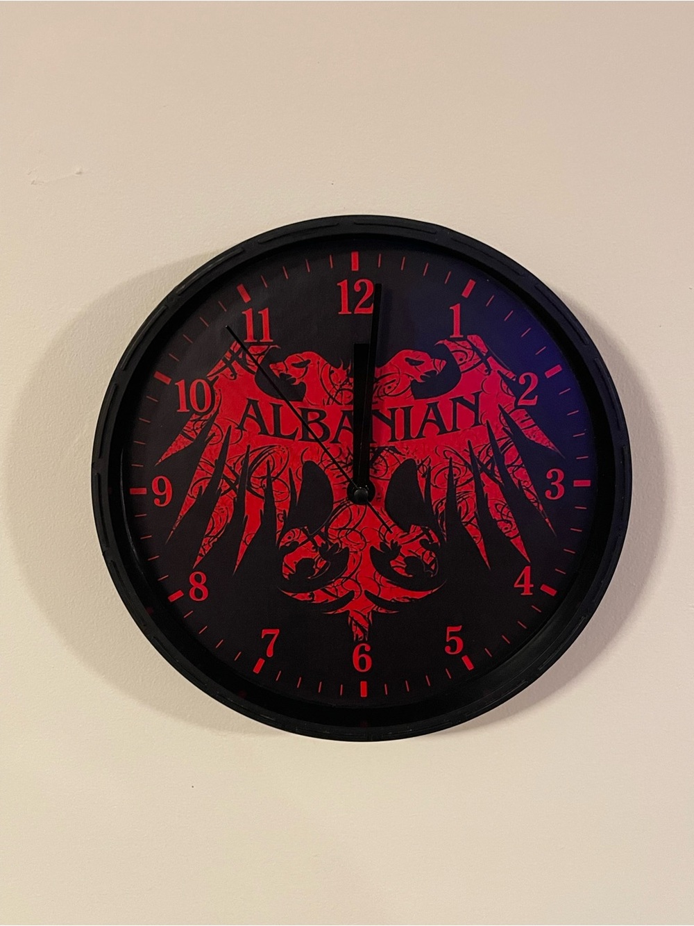 Red and Black Wall Clock - Crest Design